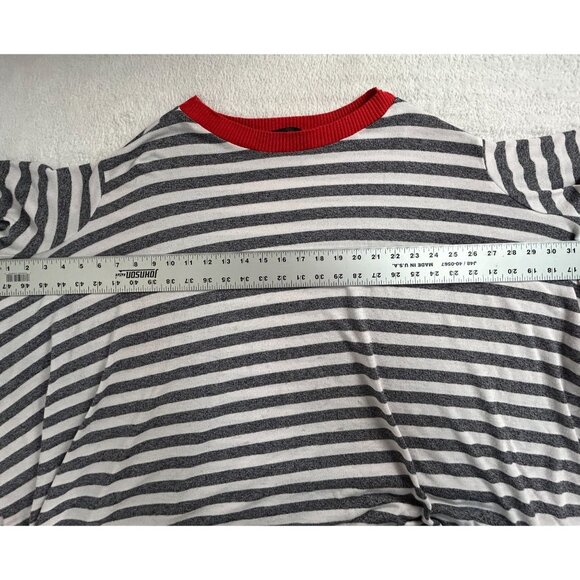 Ozai N Ku Womens Striped Poncho Top Size 2 Gray White Oversized Pullover Casual - Picture 7 of 8